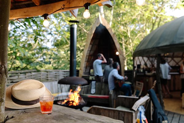 Communal yurt area