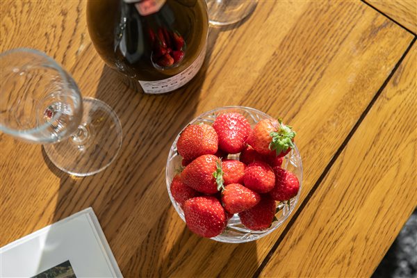 Table - strawberries. 